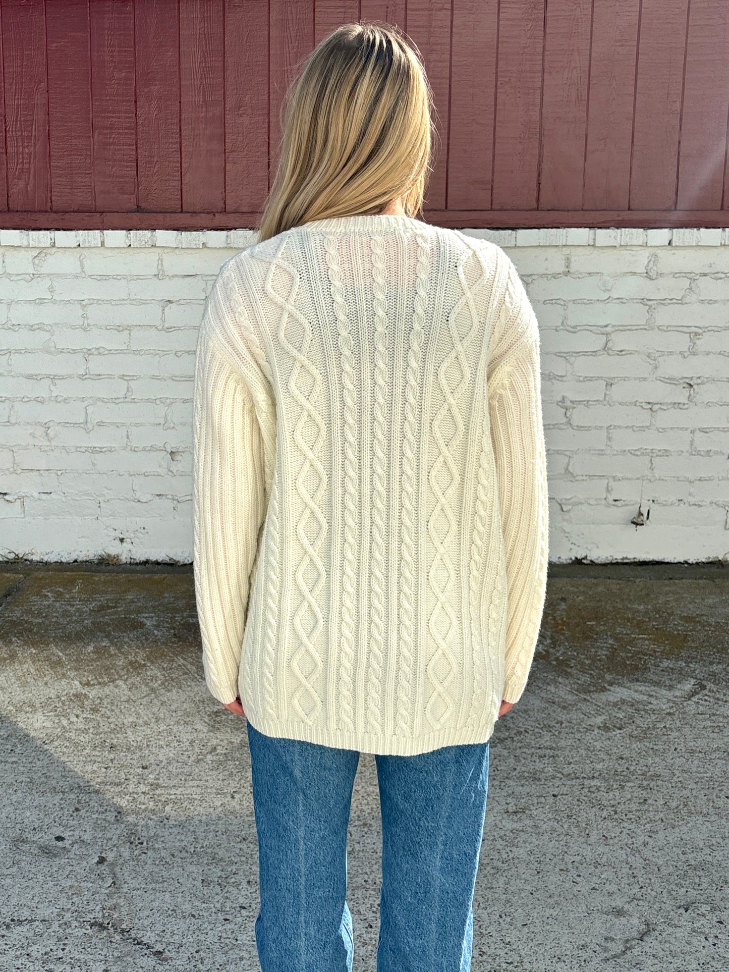 Vintage Cream Cable Knit Cardigan