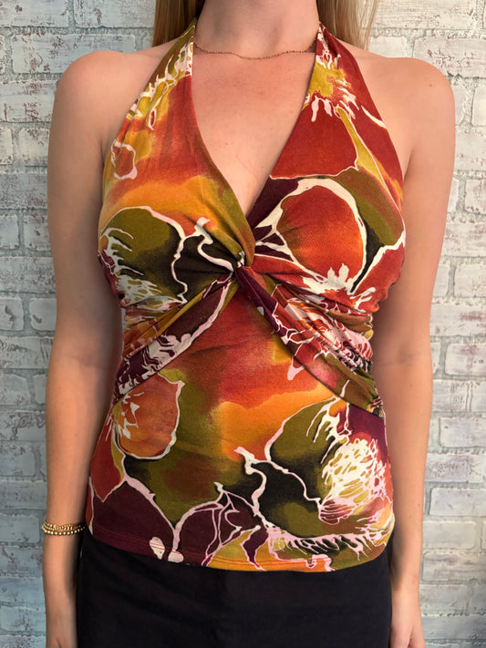 Y2k Cache Floral Halter Top