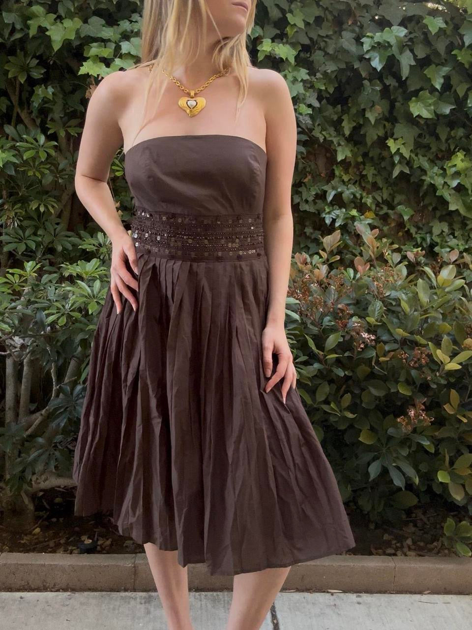 Y2K Strapless Midi Dress