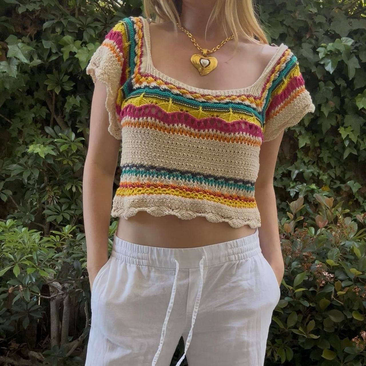 Zara Multicolor Crochet Top