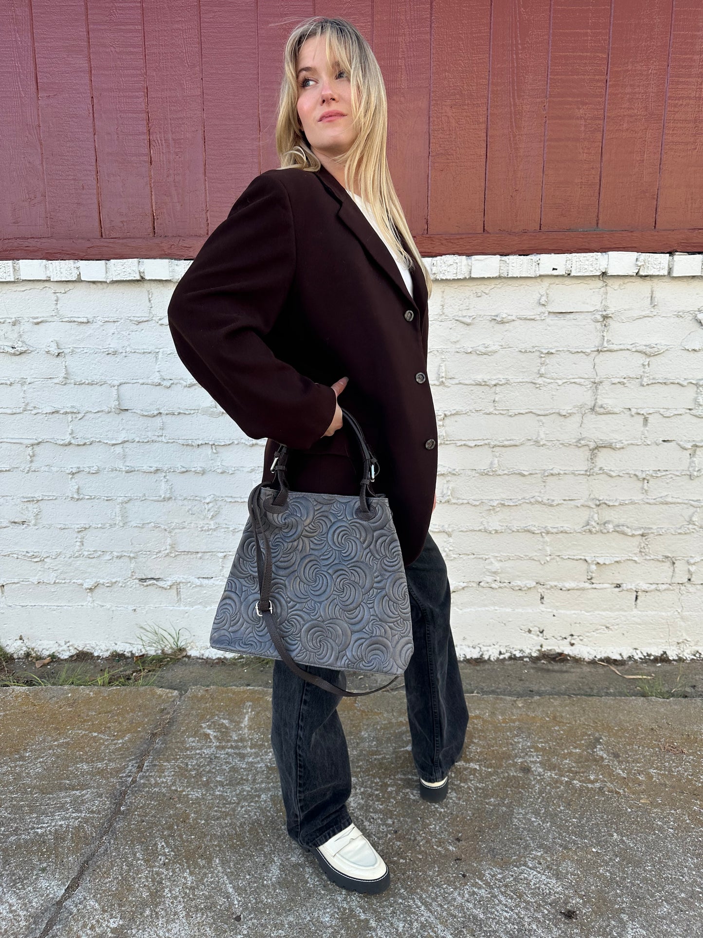 Massimo Castello Italian Leather Swirl Bag