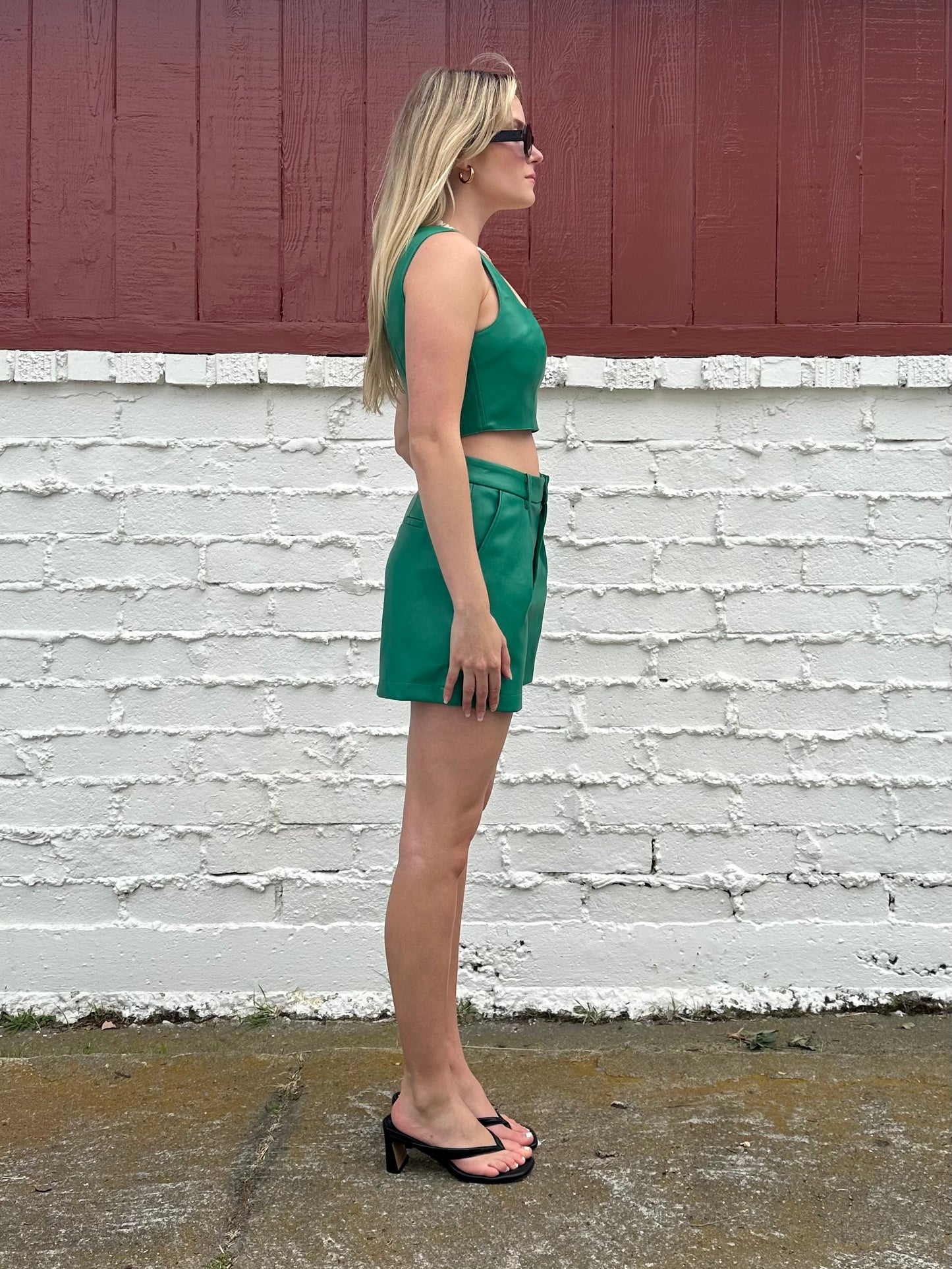 7 for All Mankind Faux Green Leather Set