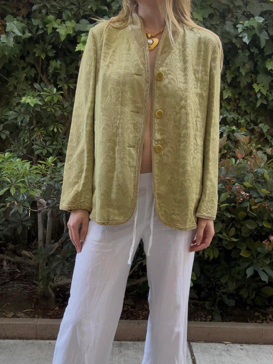Green 100% Silk Jacket