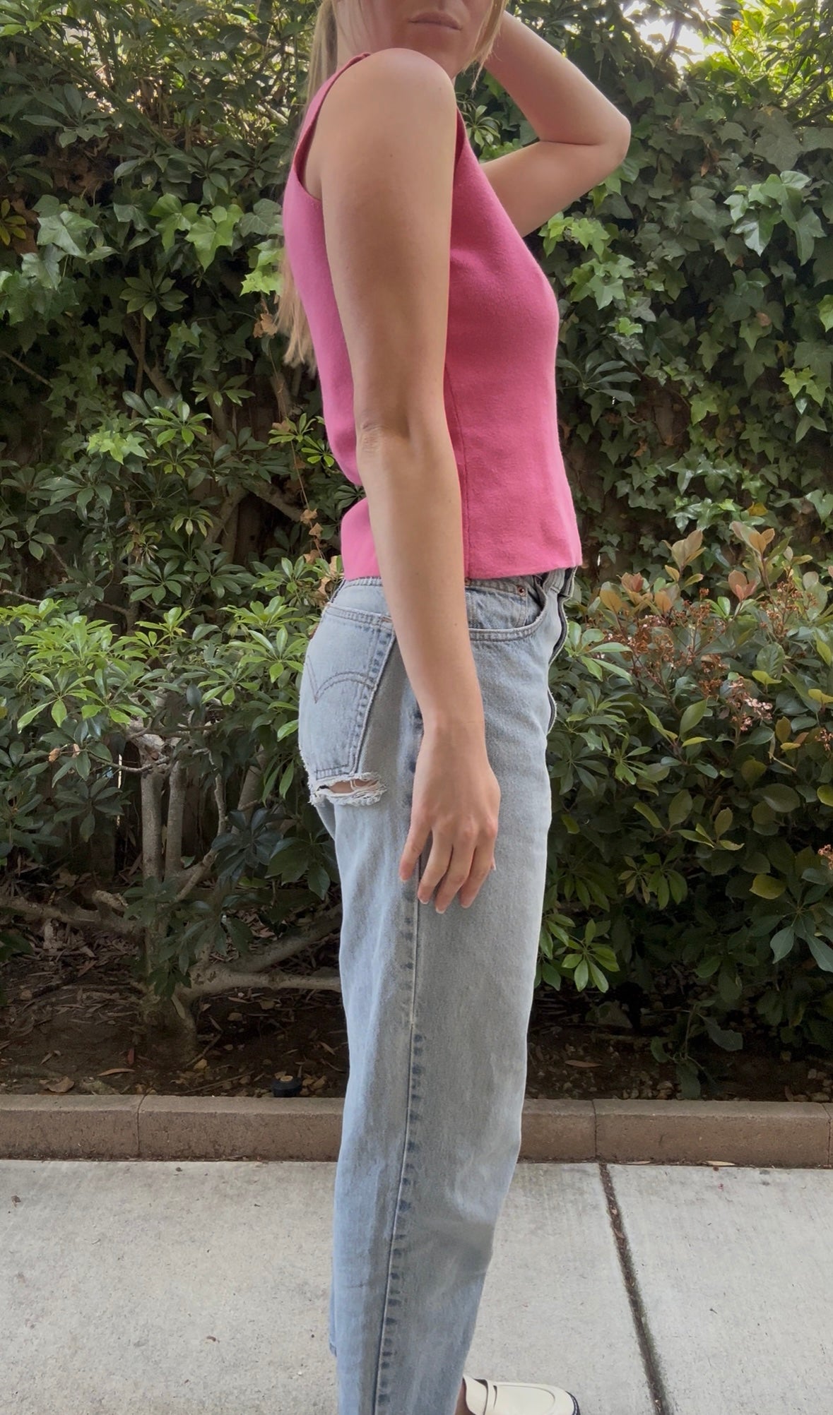Vintage Pink Square Neck Top