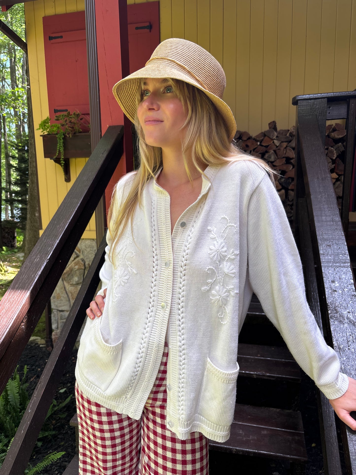 Vintage White Embroidered Cardigan