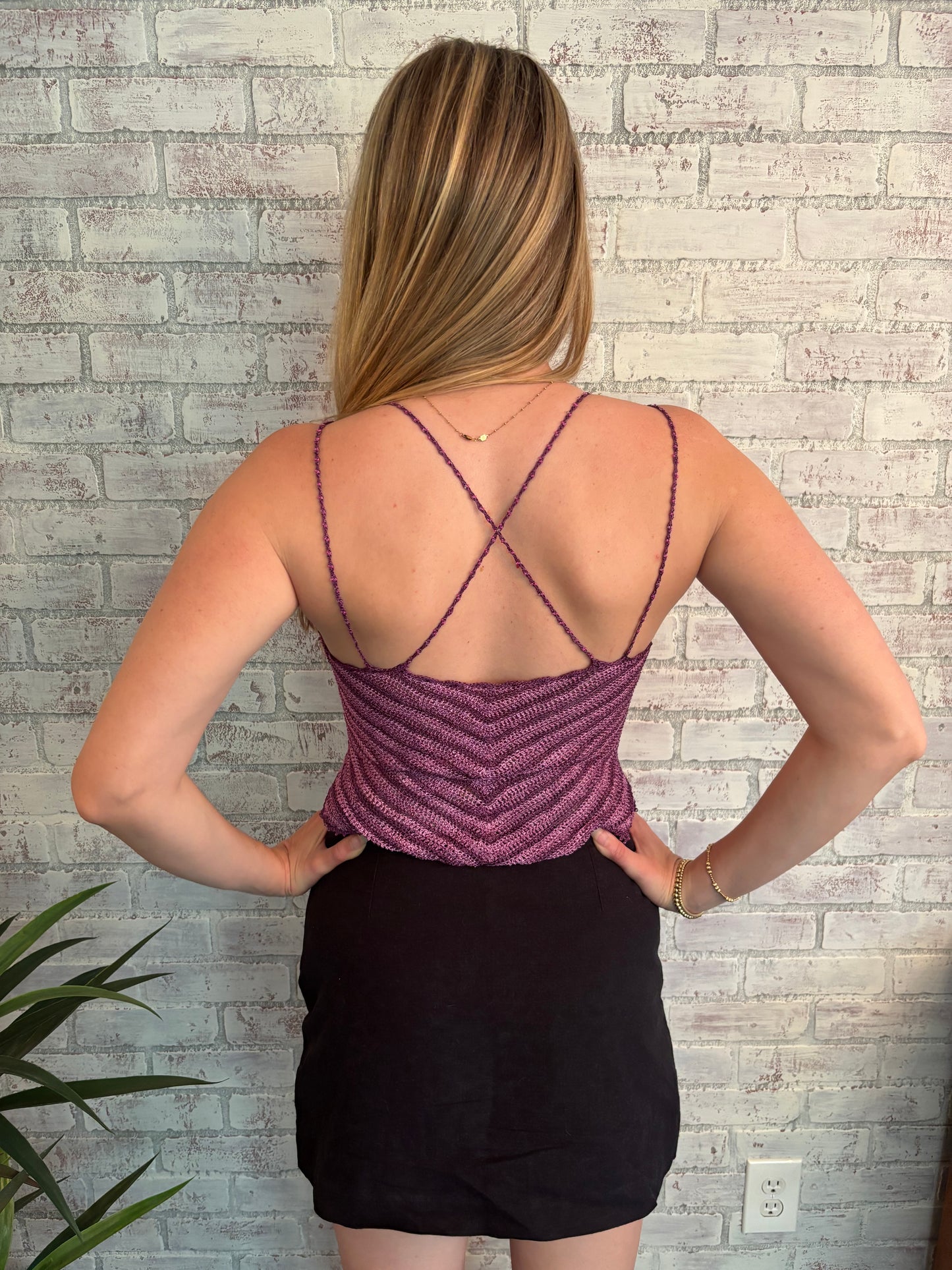 Pink Crochet Sequin Top