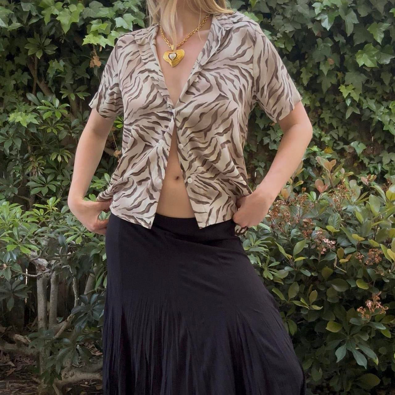 Tiger Print Button Down Shirt
