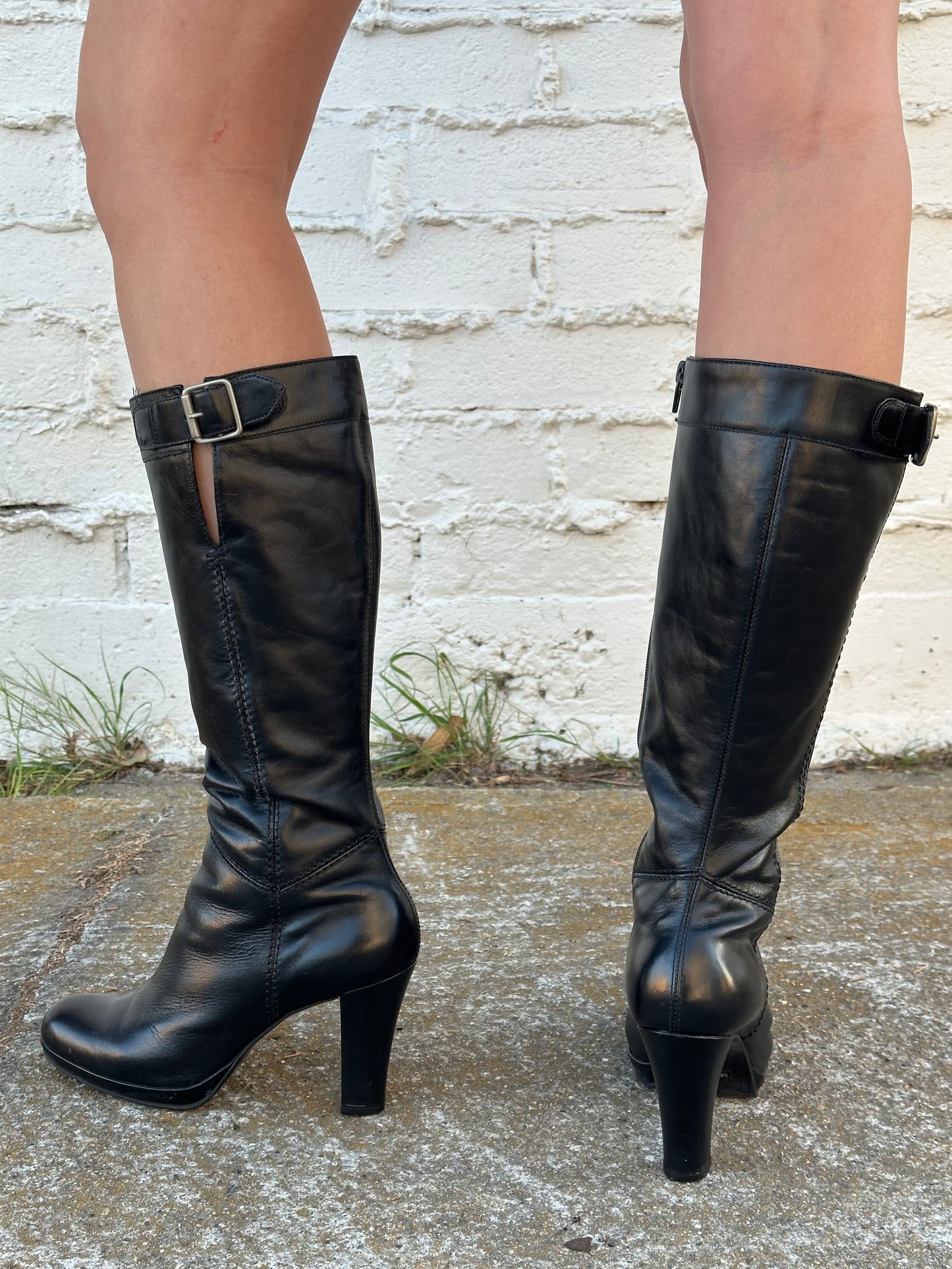 Steve Madden Black Leather Heeled Boots