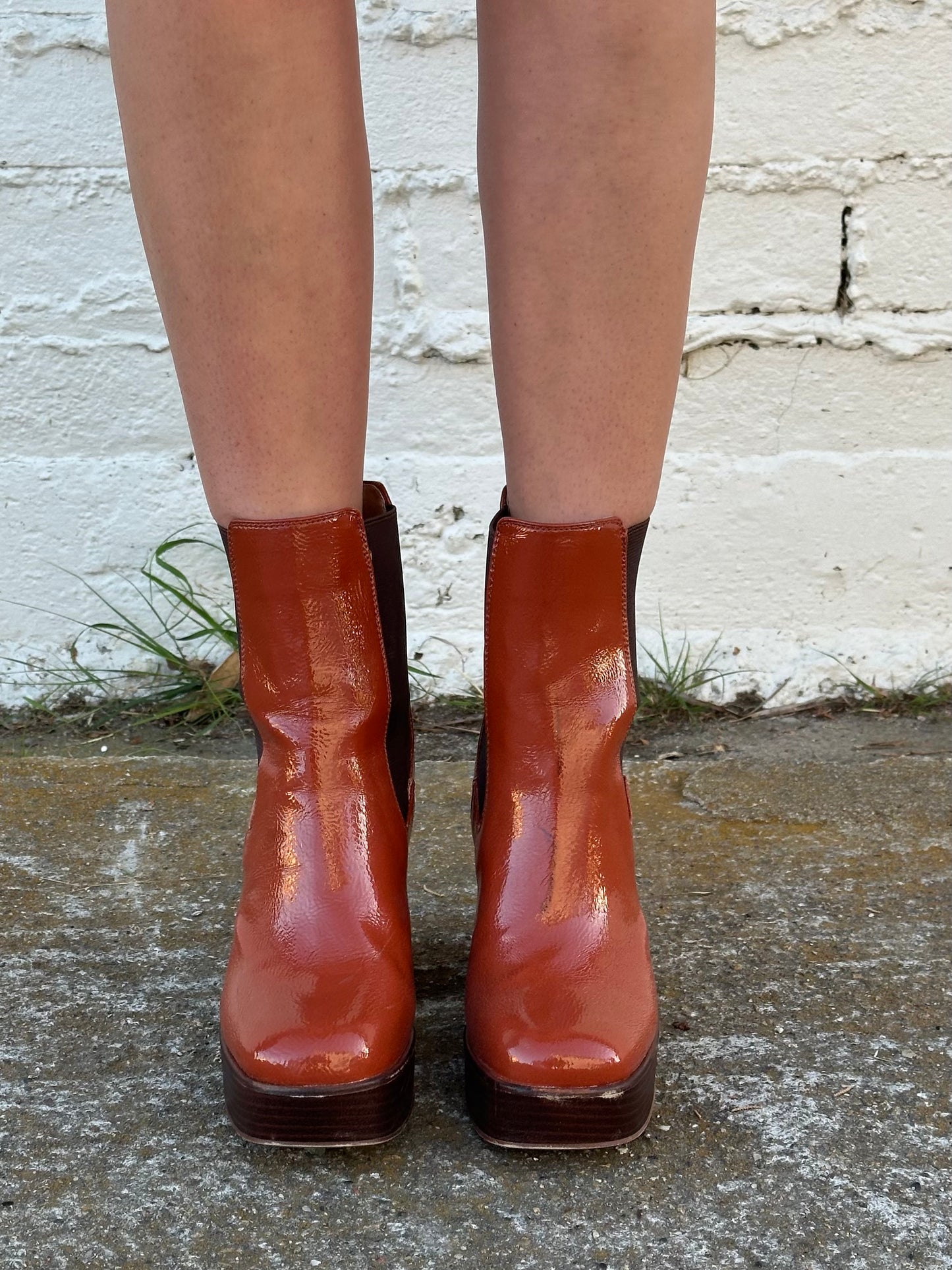 Sam Edelman Orange Patent Leather Booties