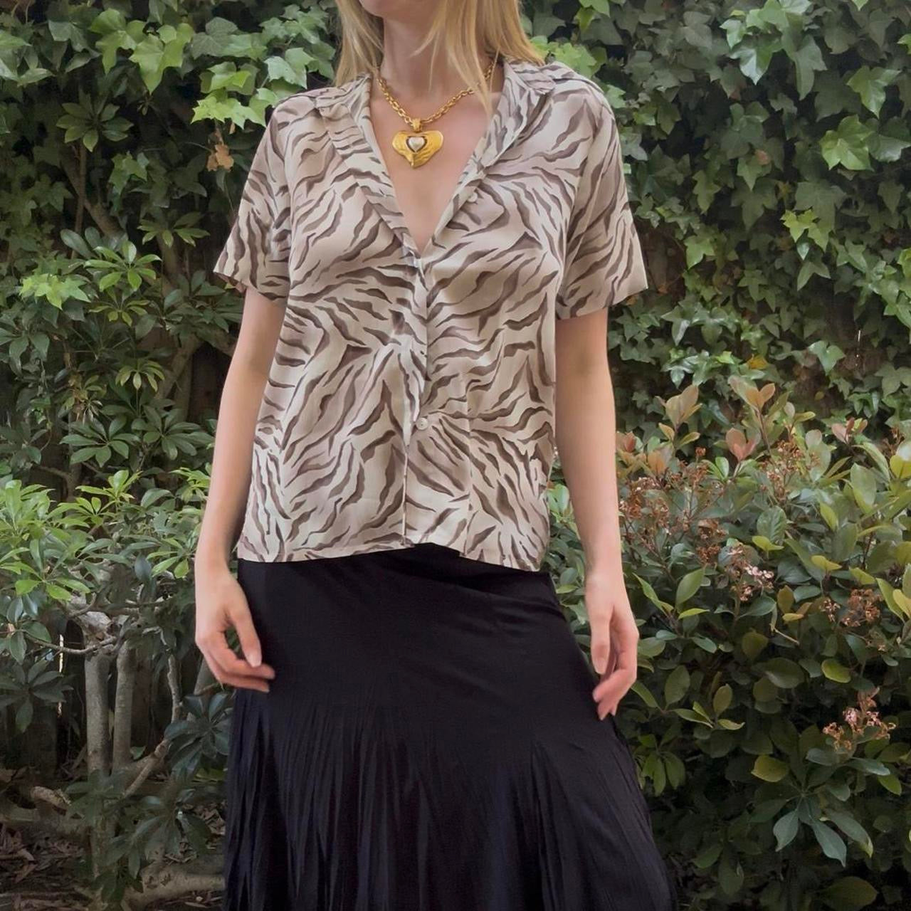 Tiger Print Button Down Shirt
