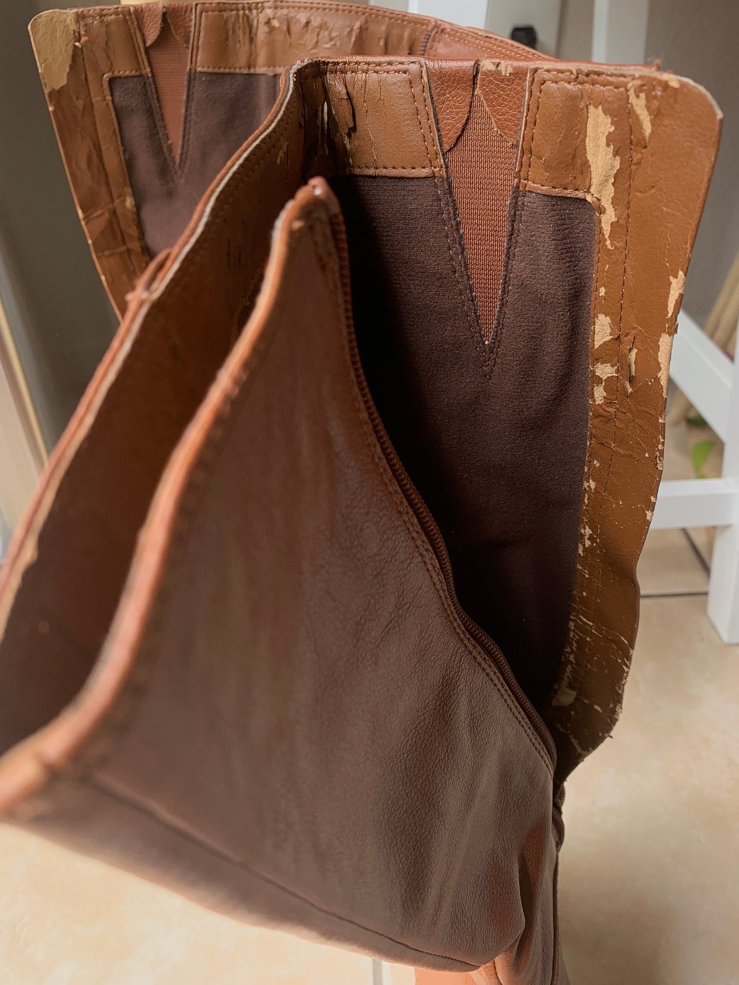 Brown Leather Knee-High Heeled Boots