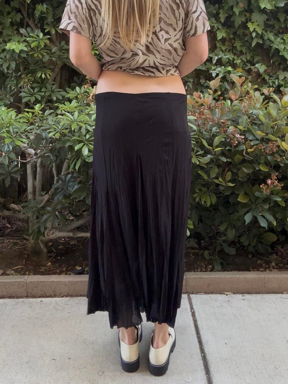 Vintage Black Flowy Maxi Skirt