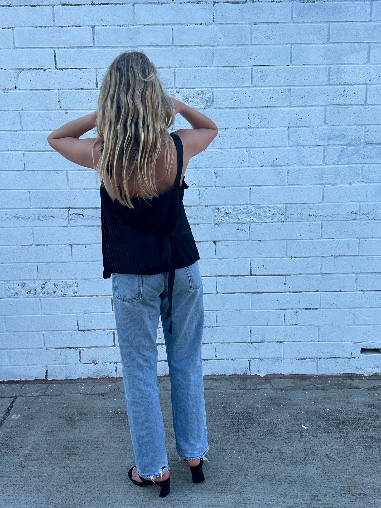 Black Pleated Tank Top