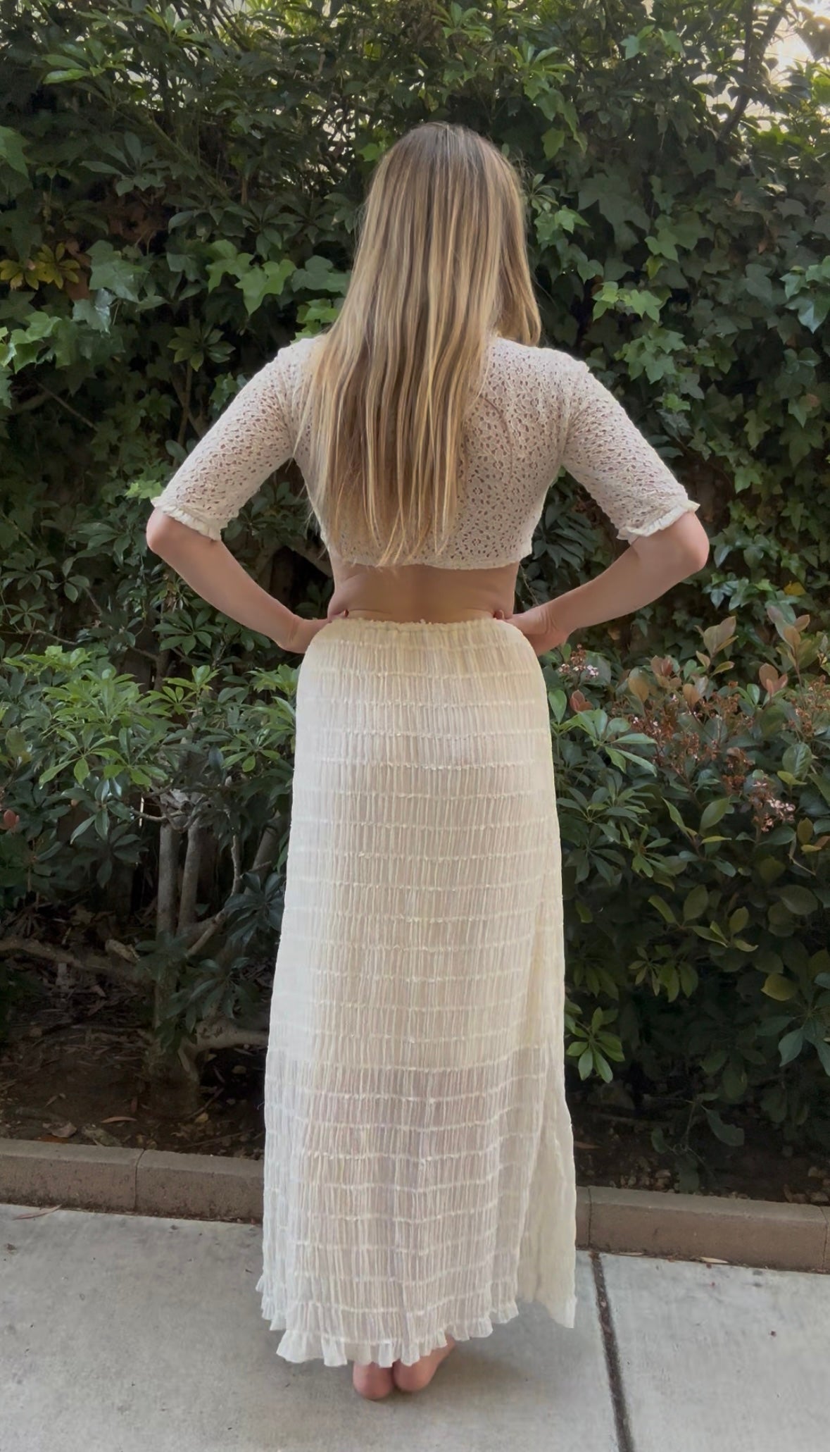 Sheer Cream Maxi Skirt