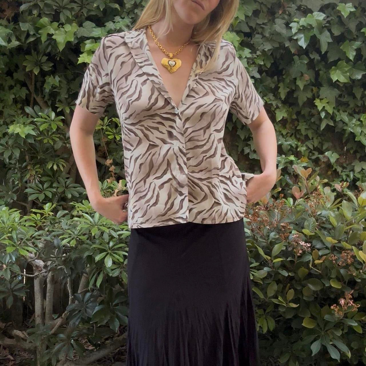 Tiger Print Button Down Shirt