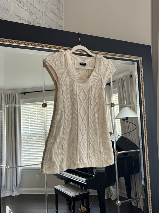 Y2k Express Cream Cable Knit Sweater Top