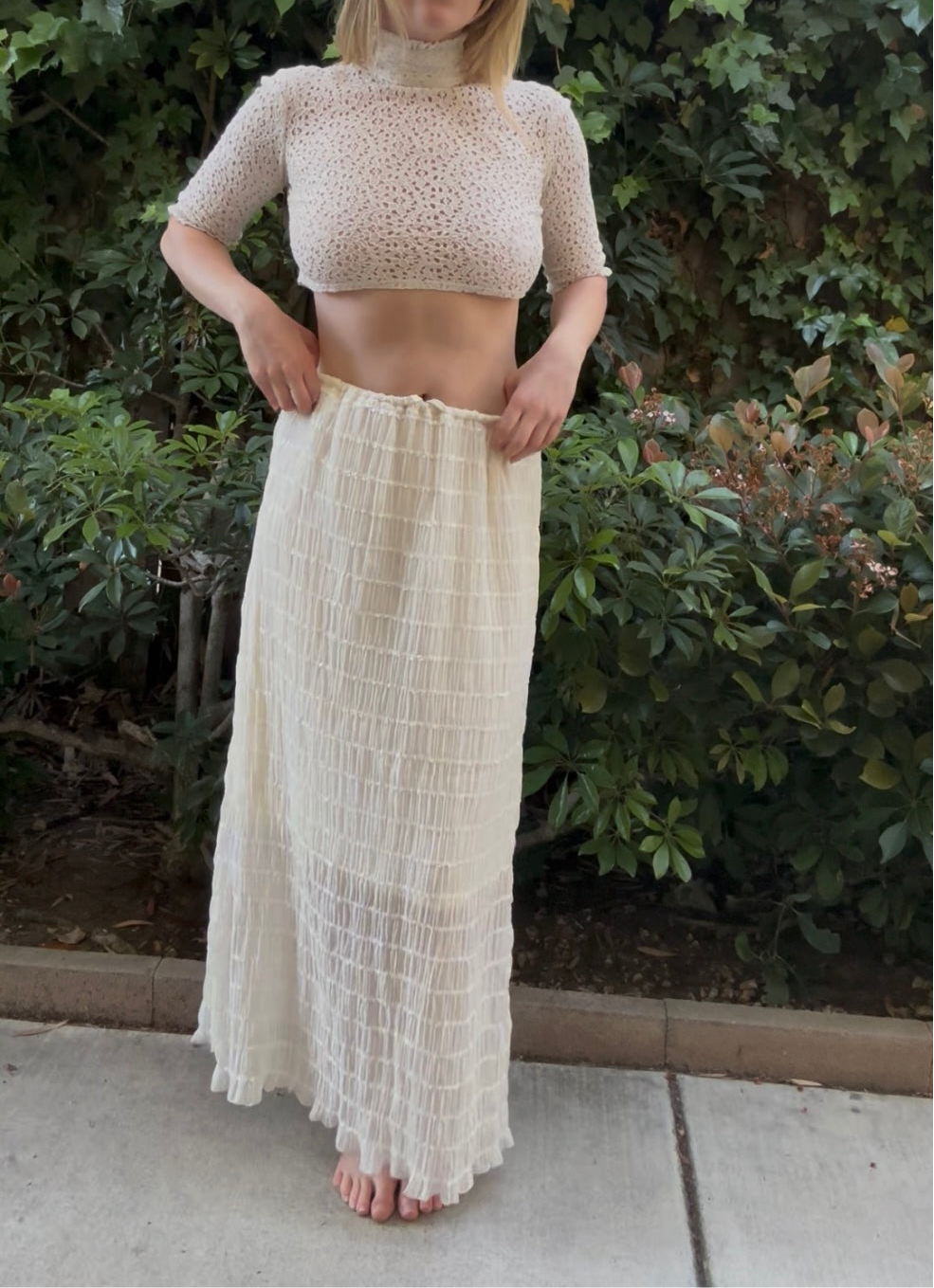 Sheer Cream Maxi Skirt