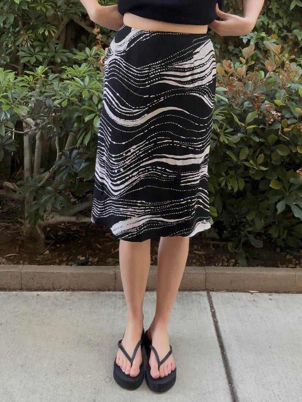 Y2k 100% Silk Midi Skirt