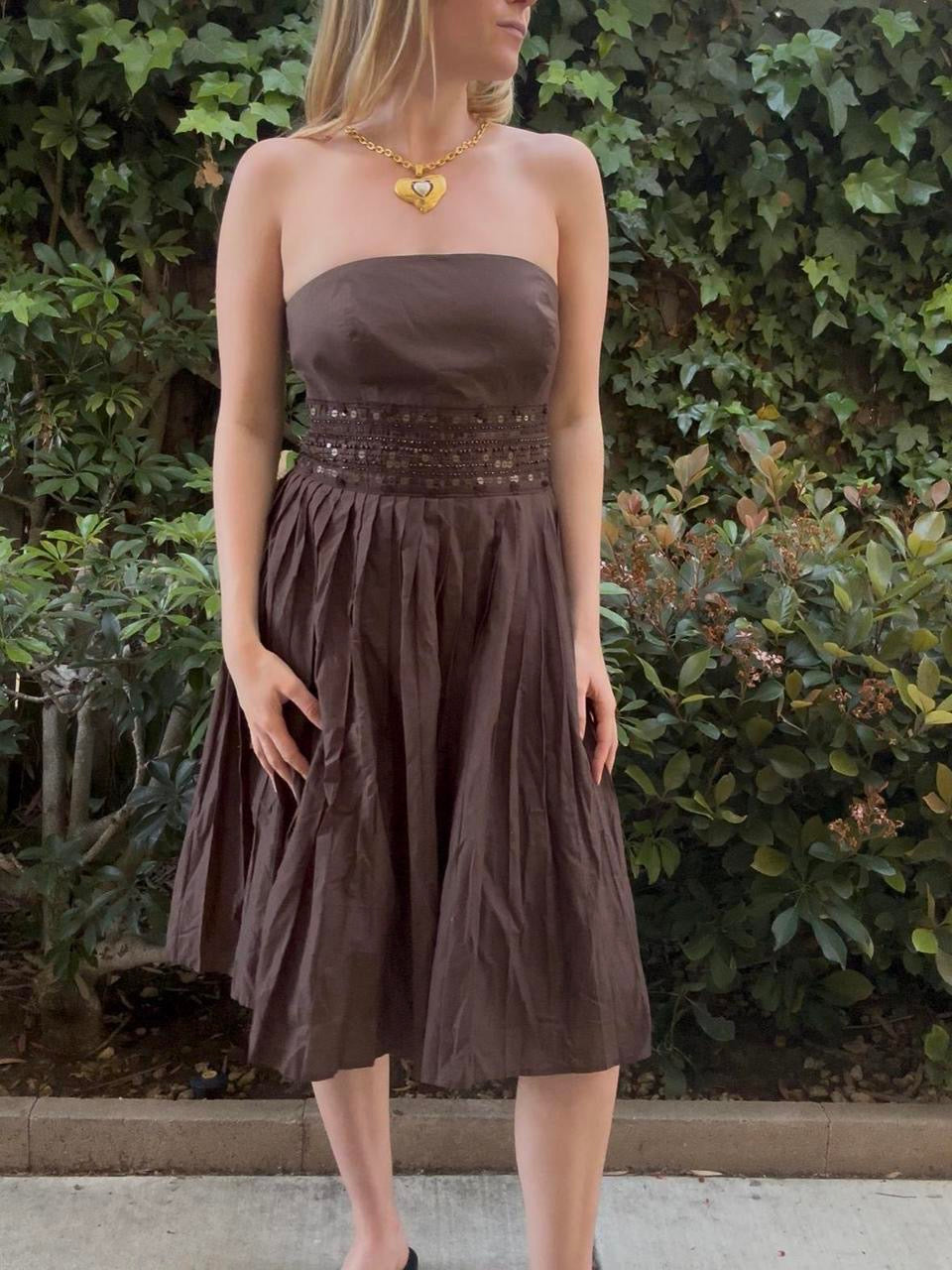 Y2K Strapless Midi Dress