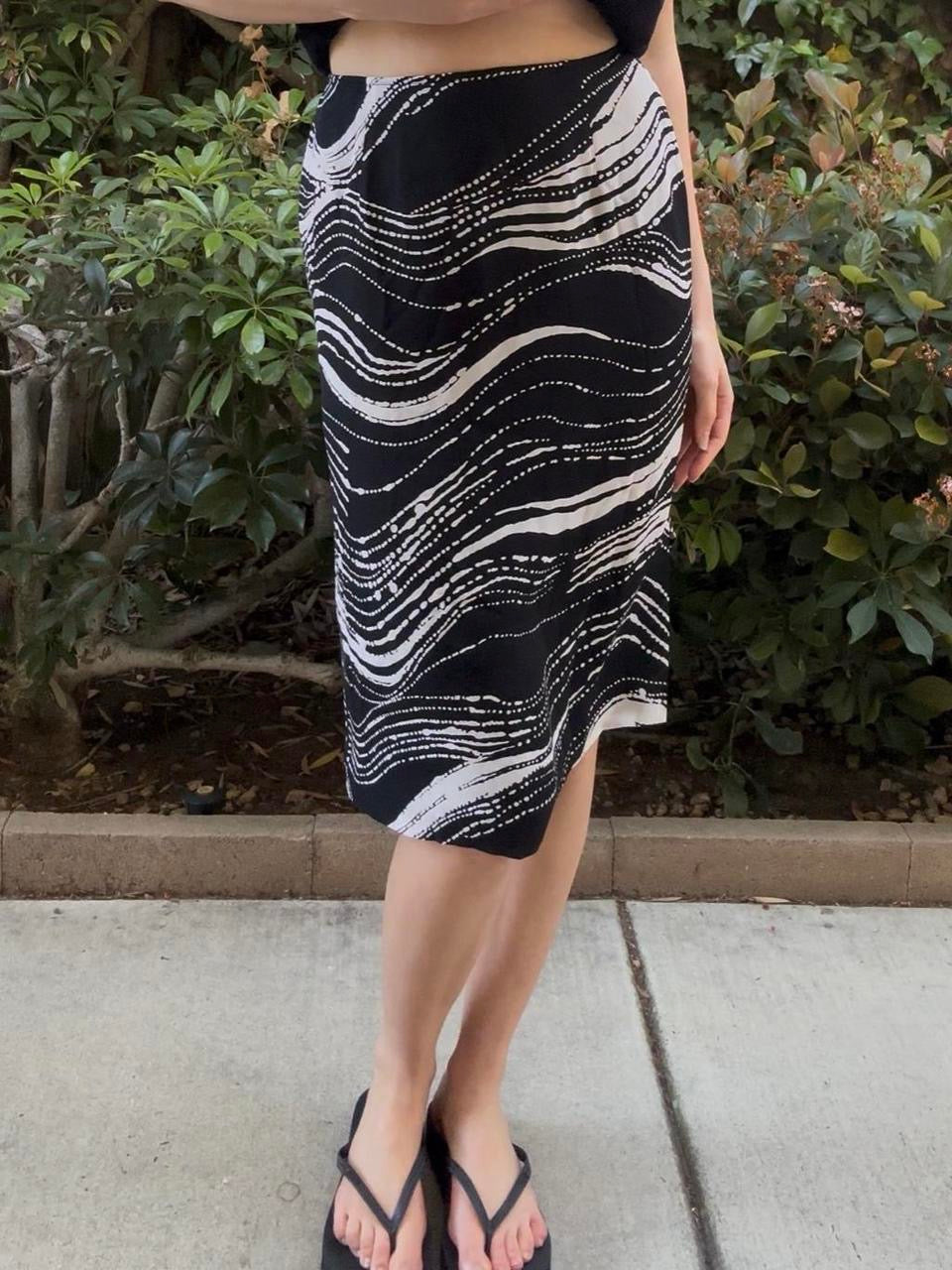 Y2k 100% Silk Midi Skirt