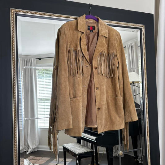 Vintage Tan Suede Fringe Jacket