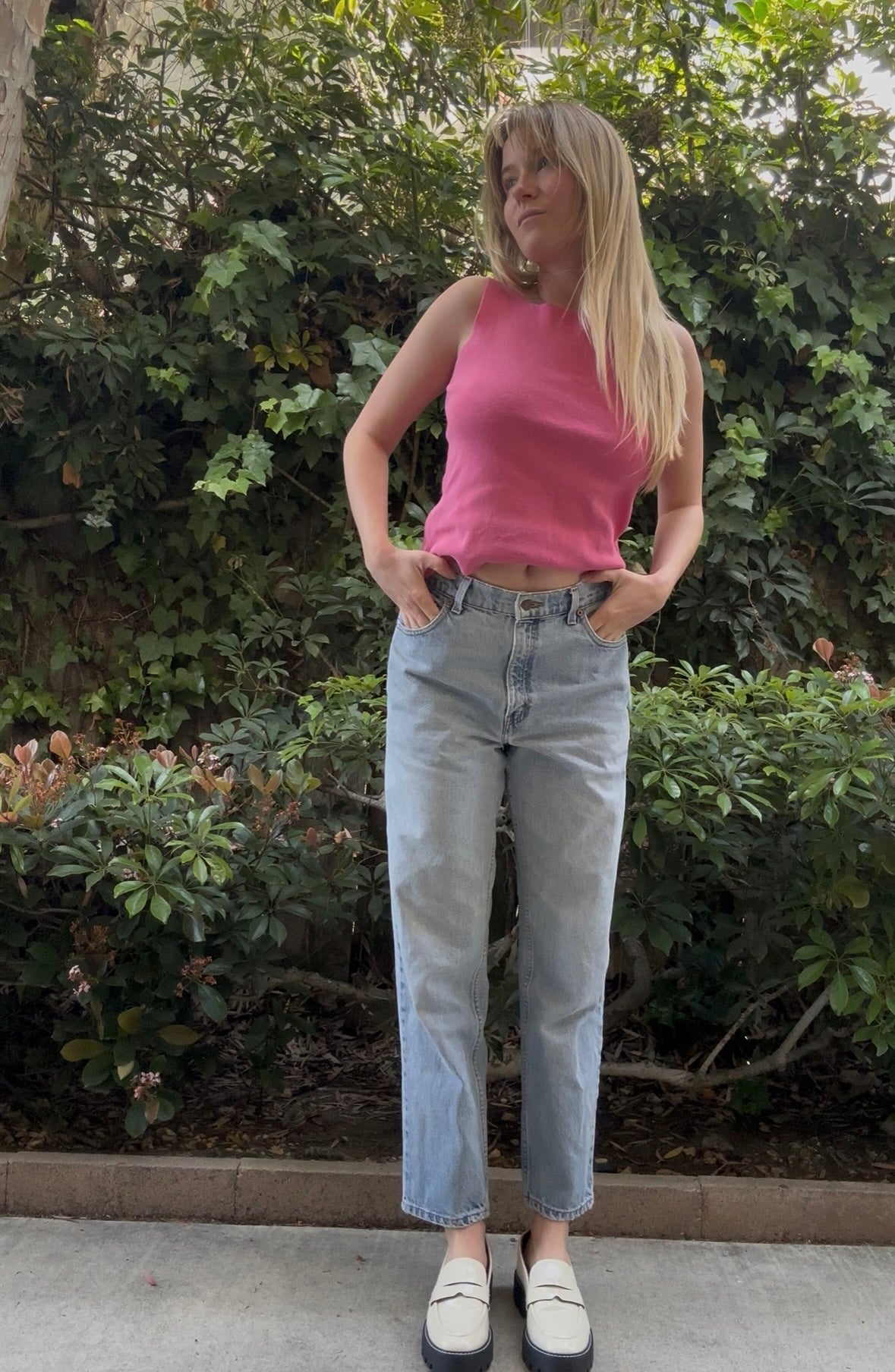 Vintage Pink Square Neck Top