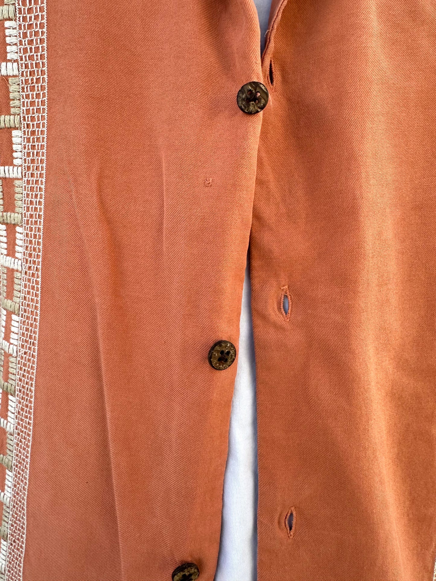Orange Silk Mens Button Down