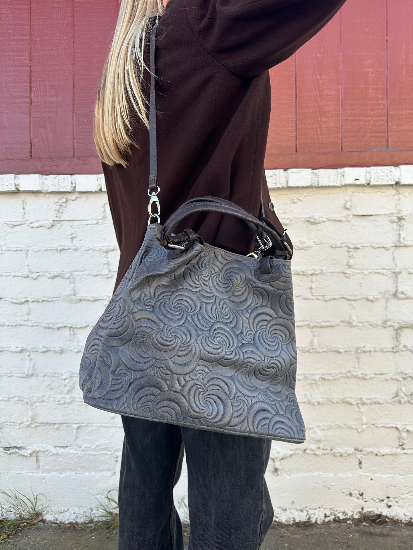 Massimo Castello Italian Leather Swirl Bag