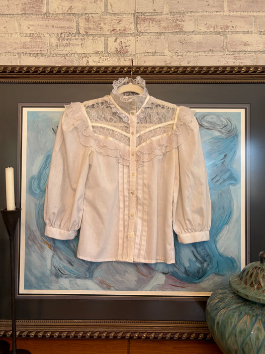 Vintage 80s Gunne Sax Lace Blouse