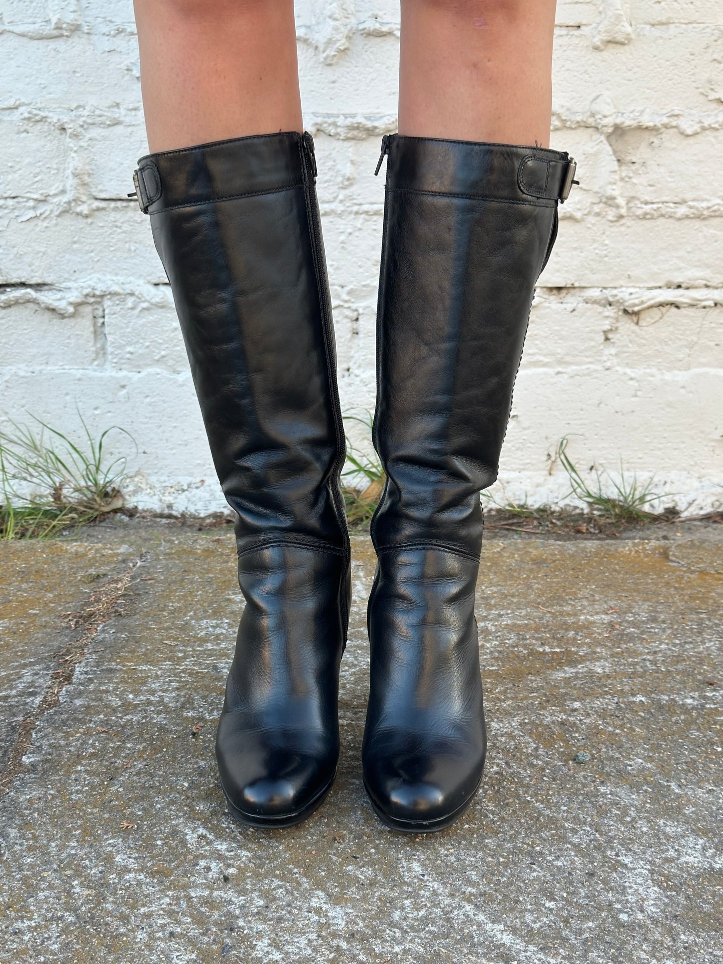 Steve Madden Black Leather Heeled Boots