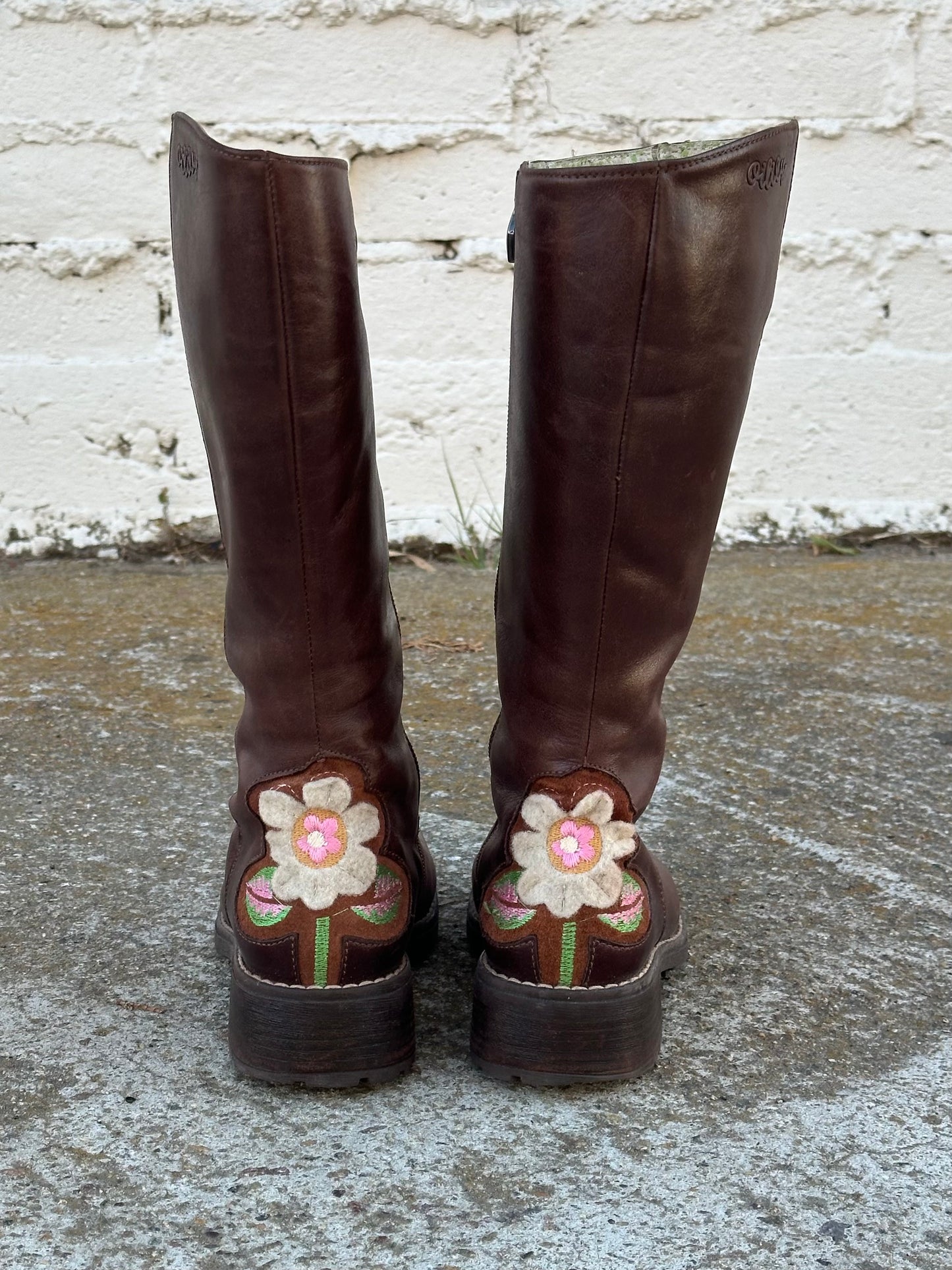 Brown Leather Daisy Boots