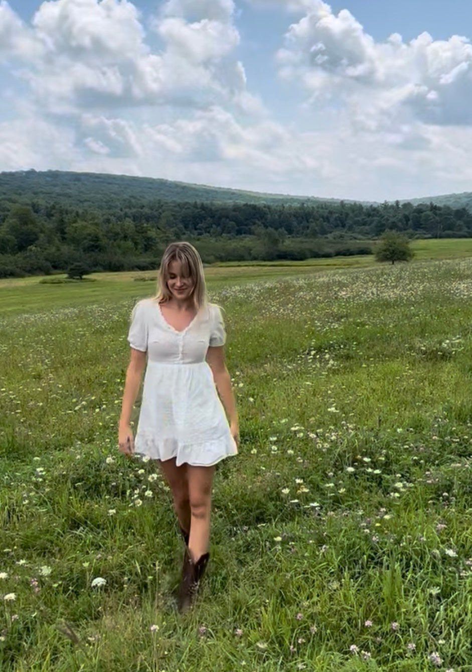 Vintage White Open Back Dress