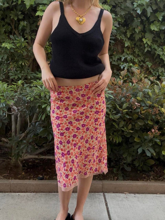 Y2k Floral Midi Skirt