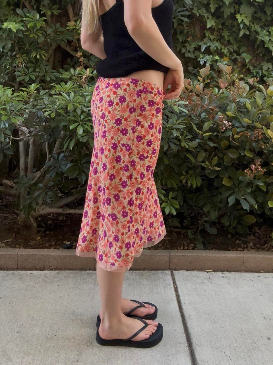Y2k Floral Midi Skirt