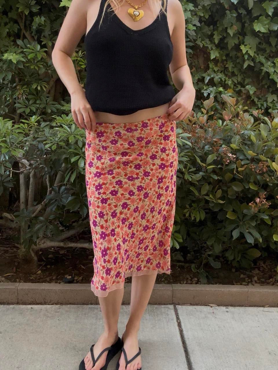 Y2k Floral Midi Skirt