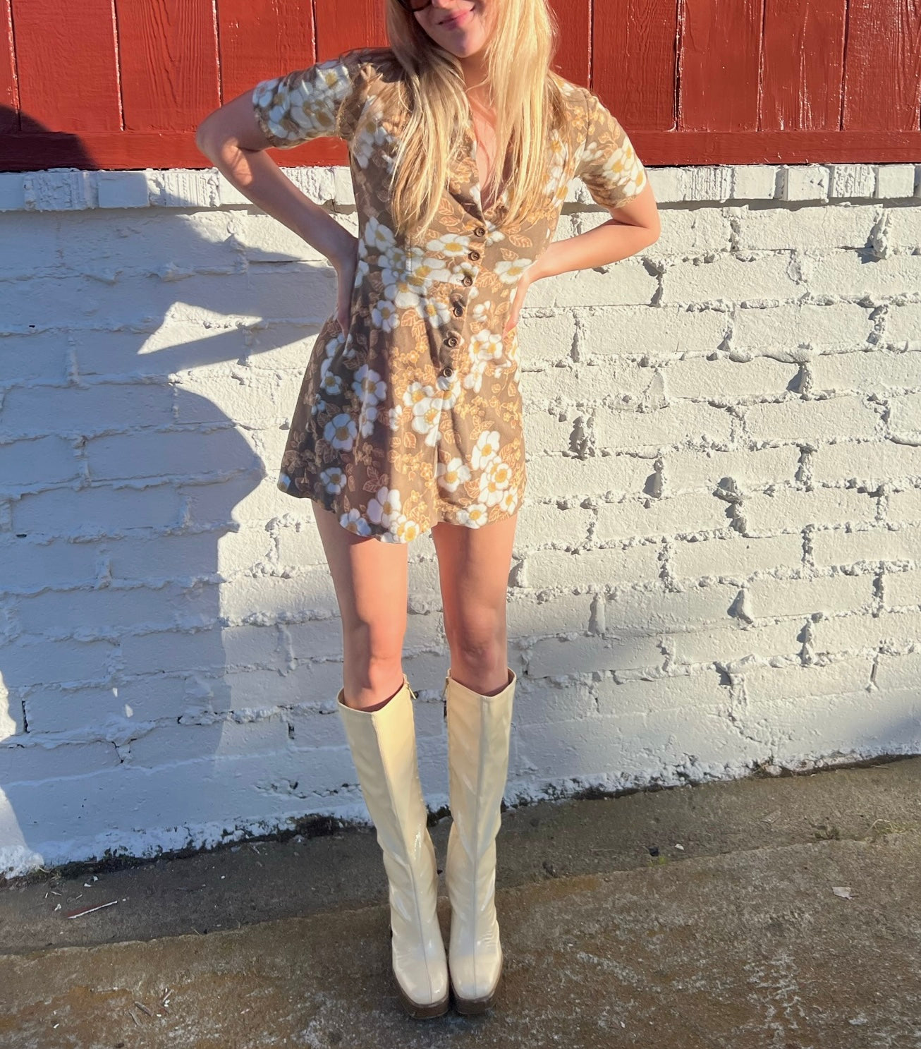 1970s Flower Power Mini Dress