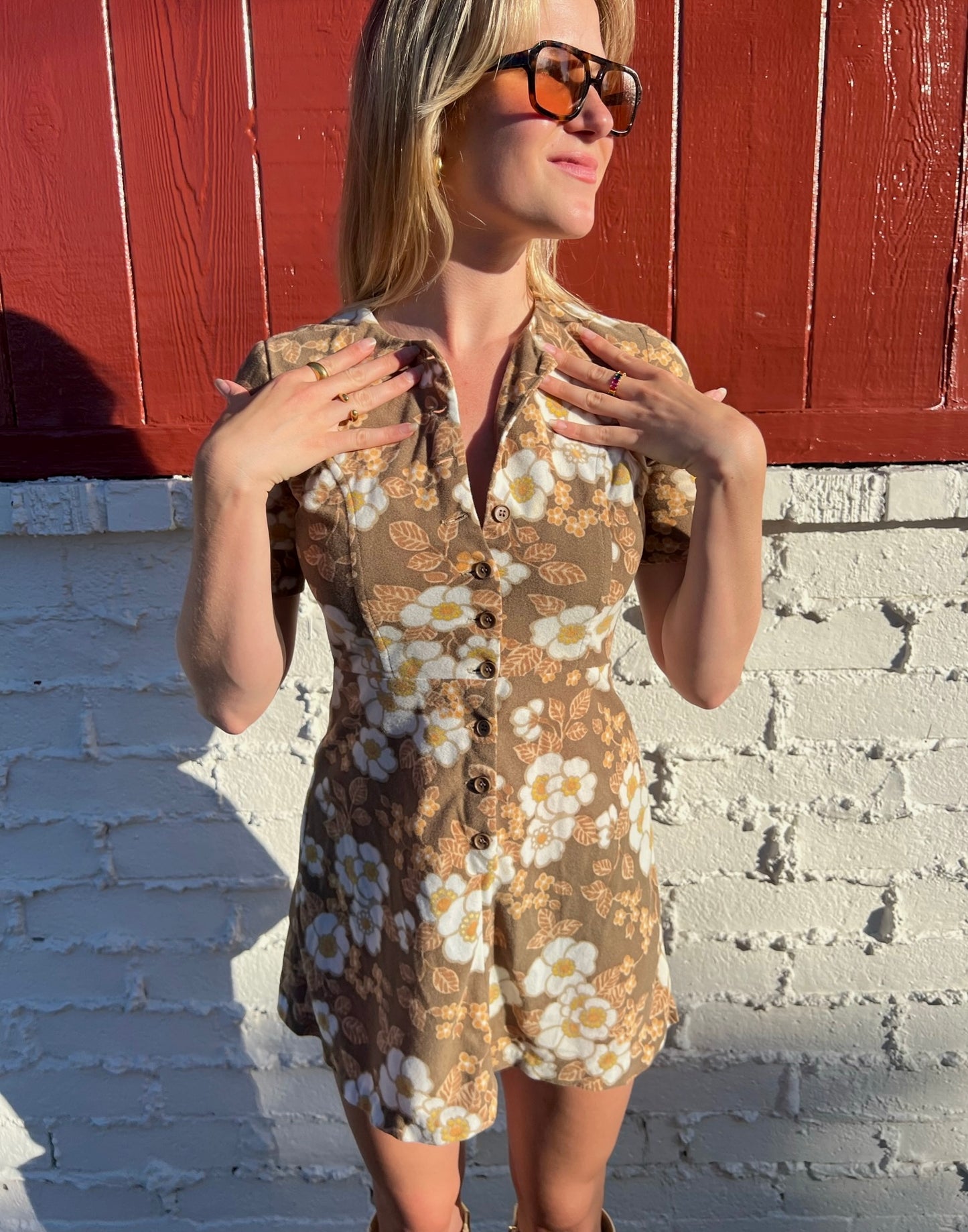 1970s Flower Power Mini Dress
