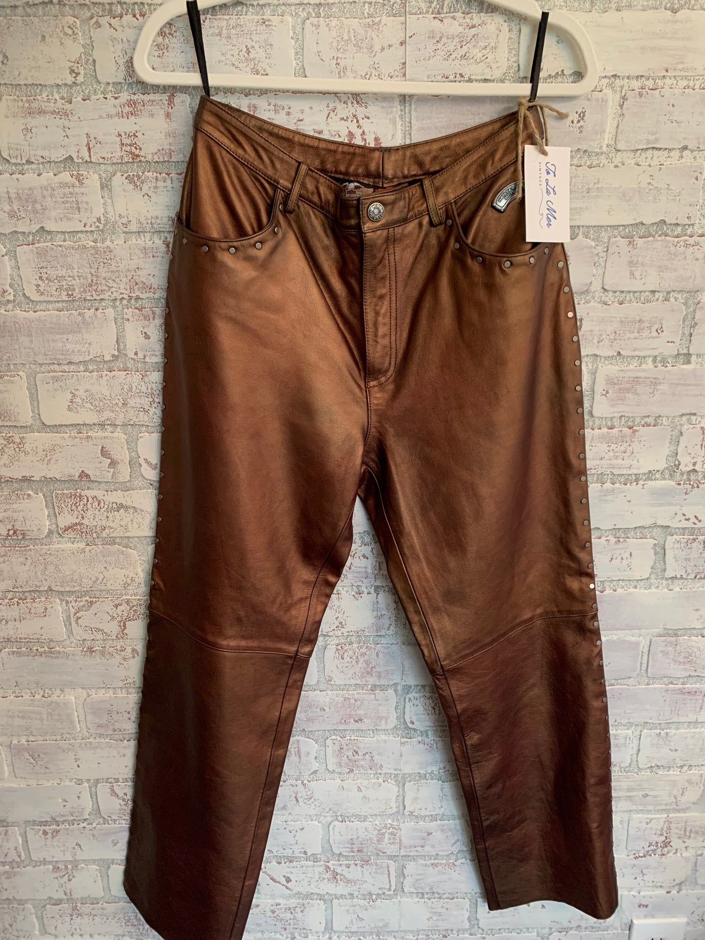 Vintage Harley Davidson Bronze Leather Pants