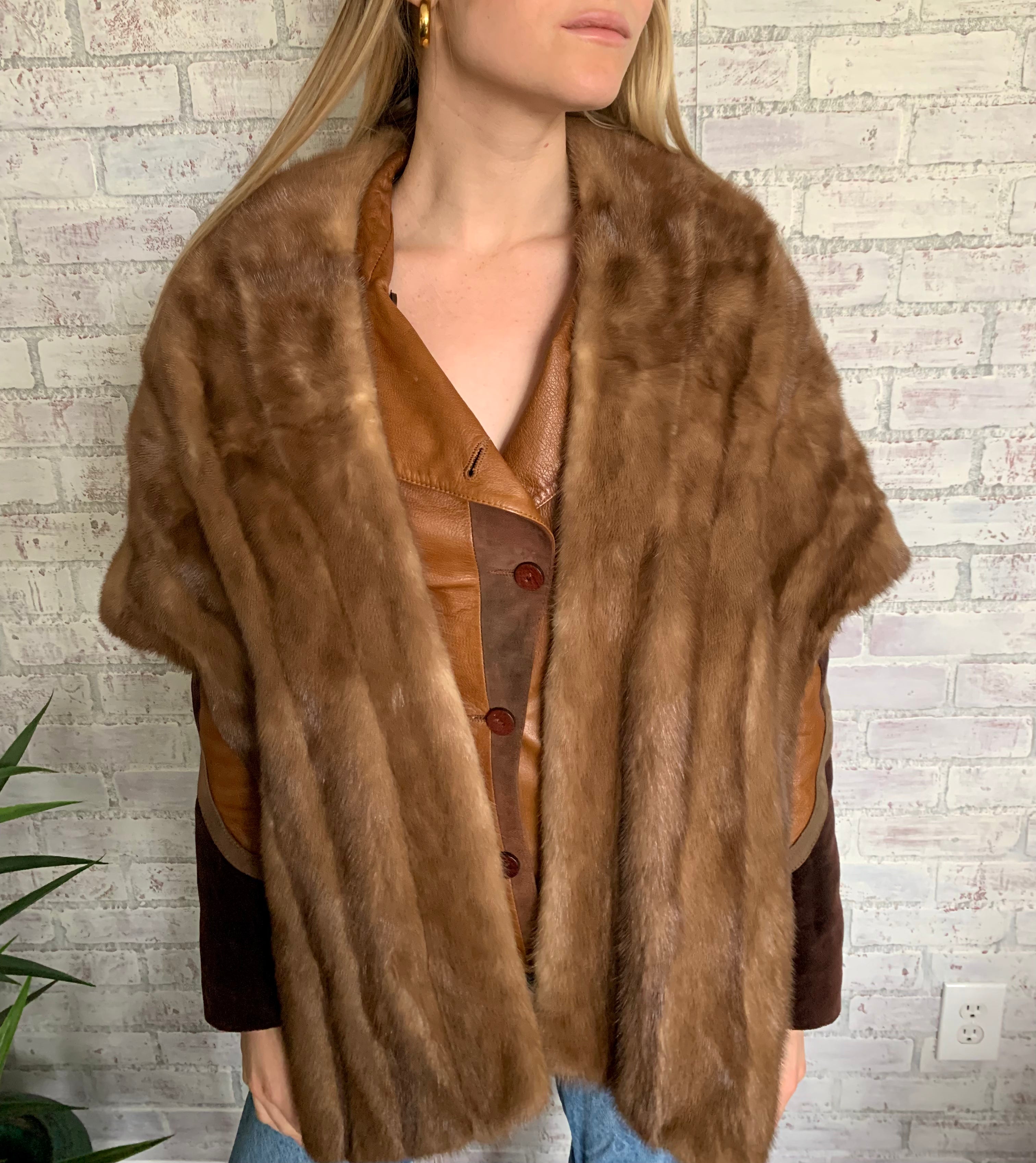 Vintage Real Mink Fur outlet Shawl