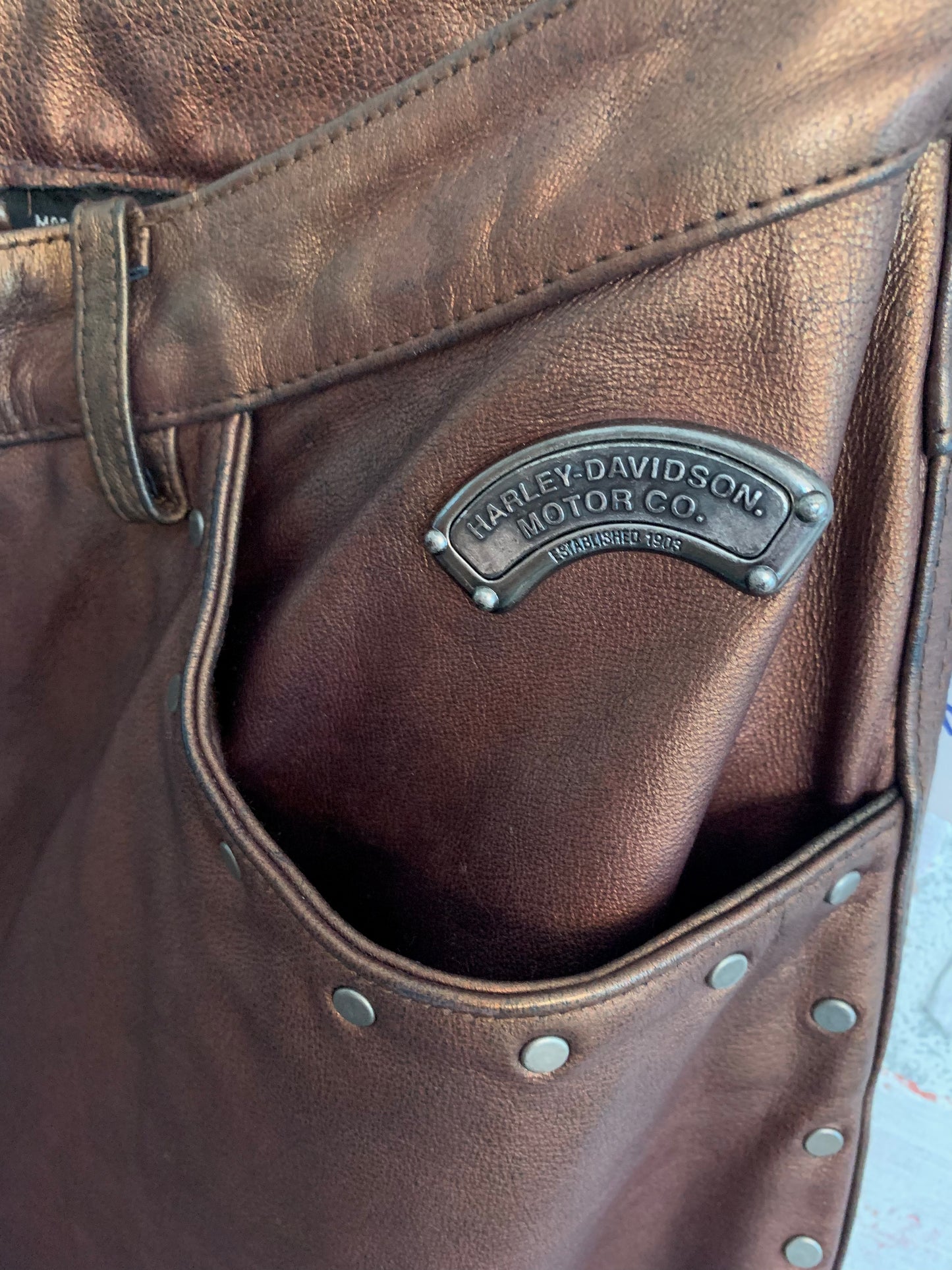 Vintage Harley Davidson Bronze Leather Pants
