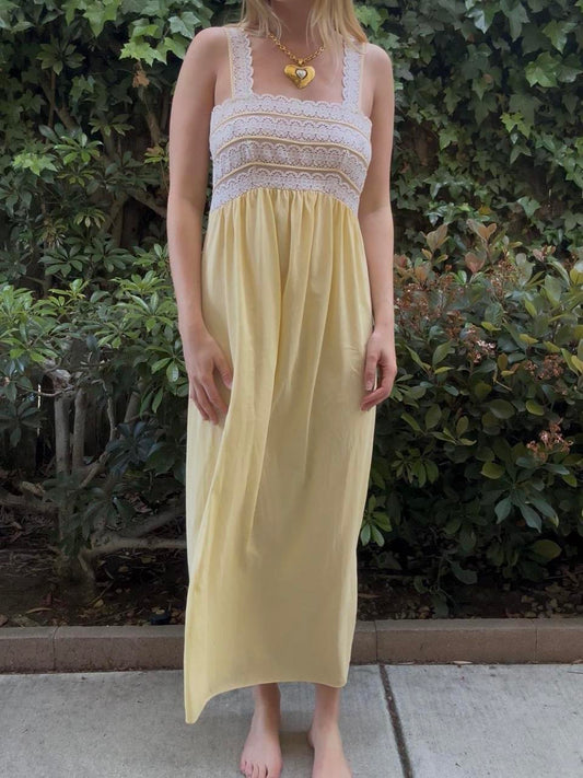 Vintage Yellow Maxi Slip Dress