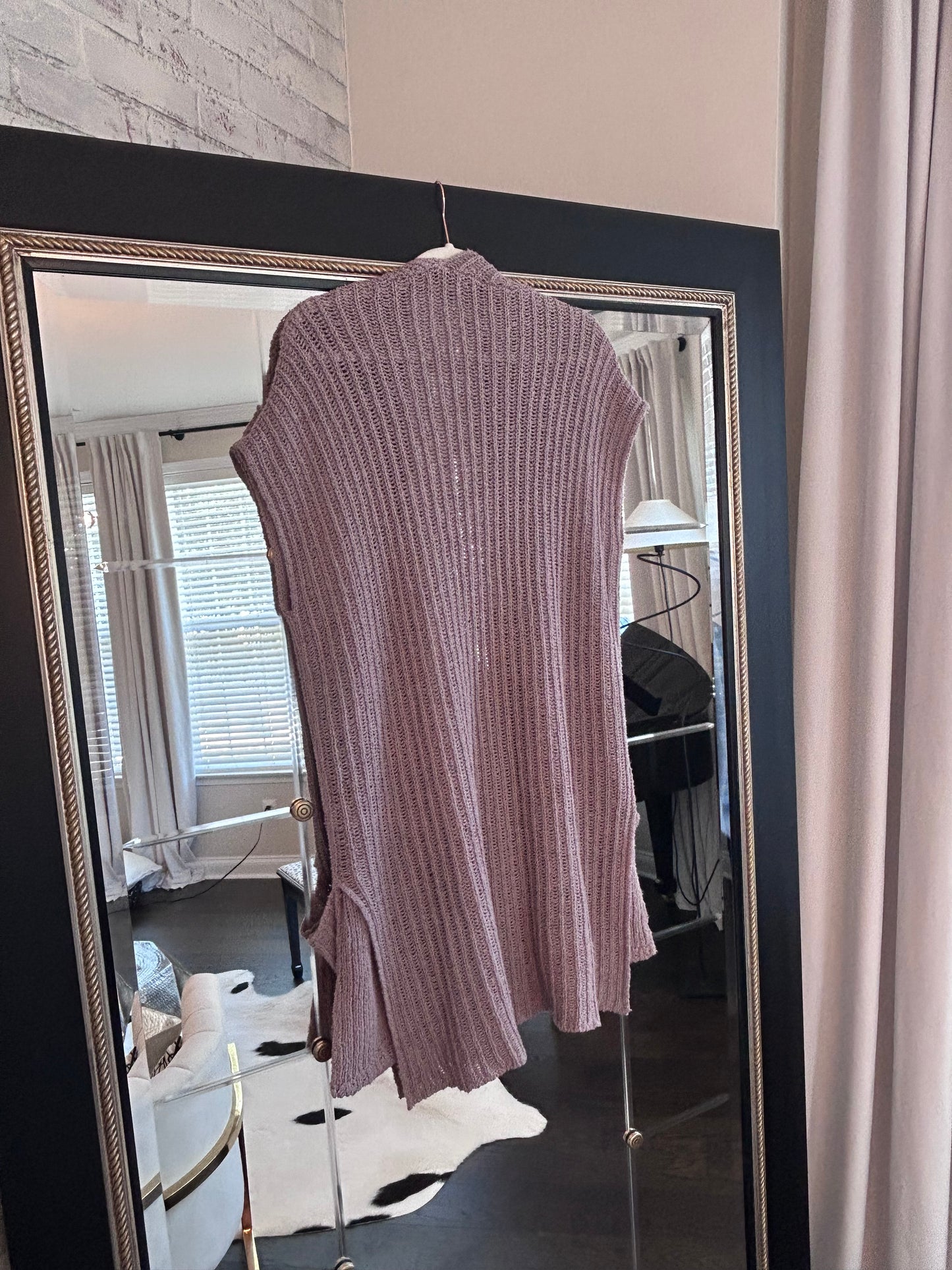 Free People Mauve Long Knit Cardigan