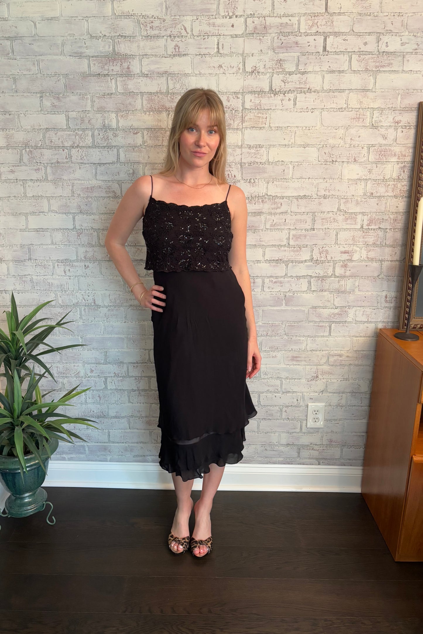 Vintage 90s Ralph Lauren Black Silk Dress