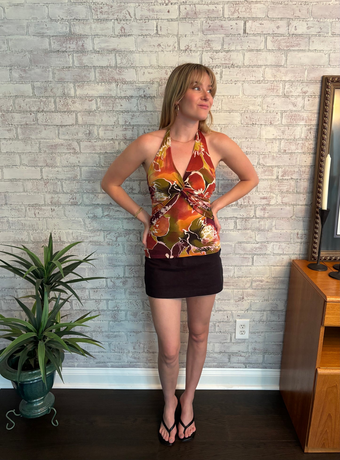 Y2k Cache Floral Halter Top