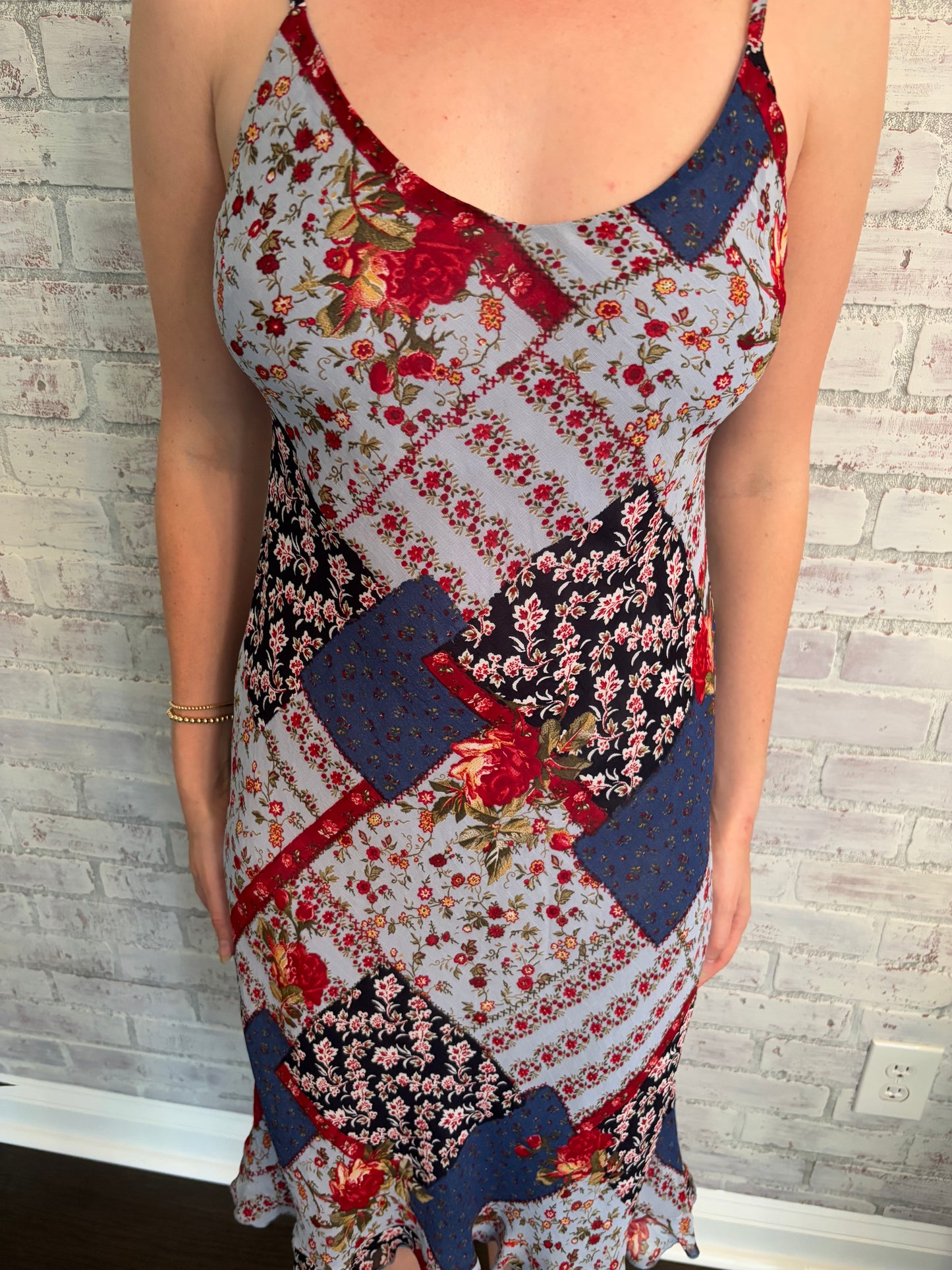 Floral Patchwork Midi Dress