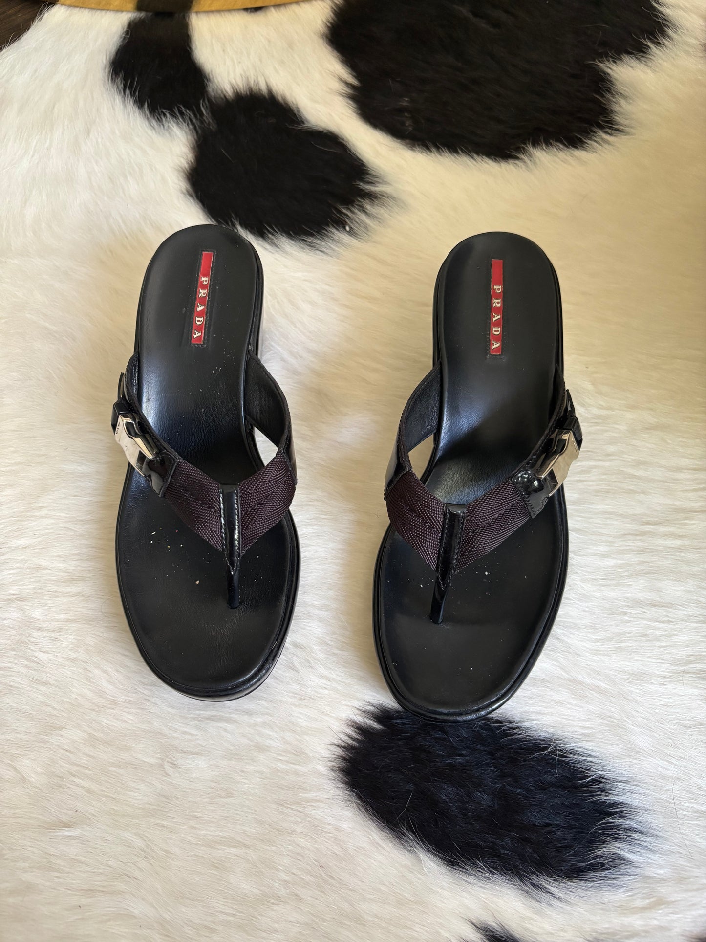Vintage Prada Sport Wedge Flip Flops