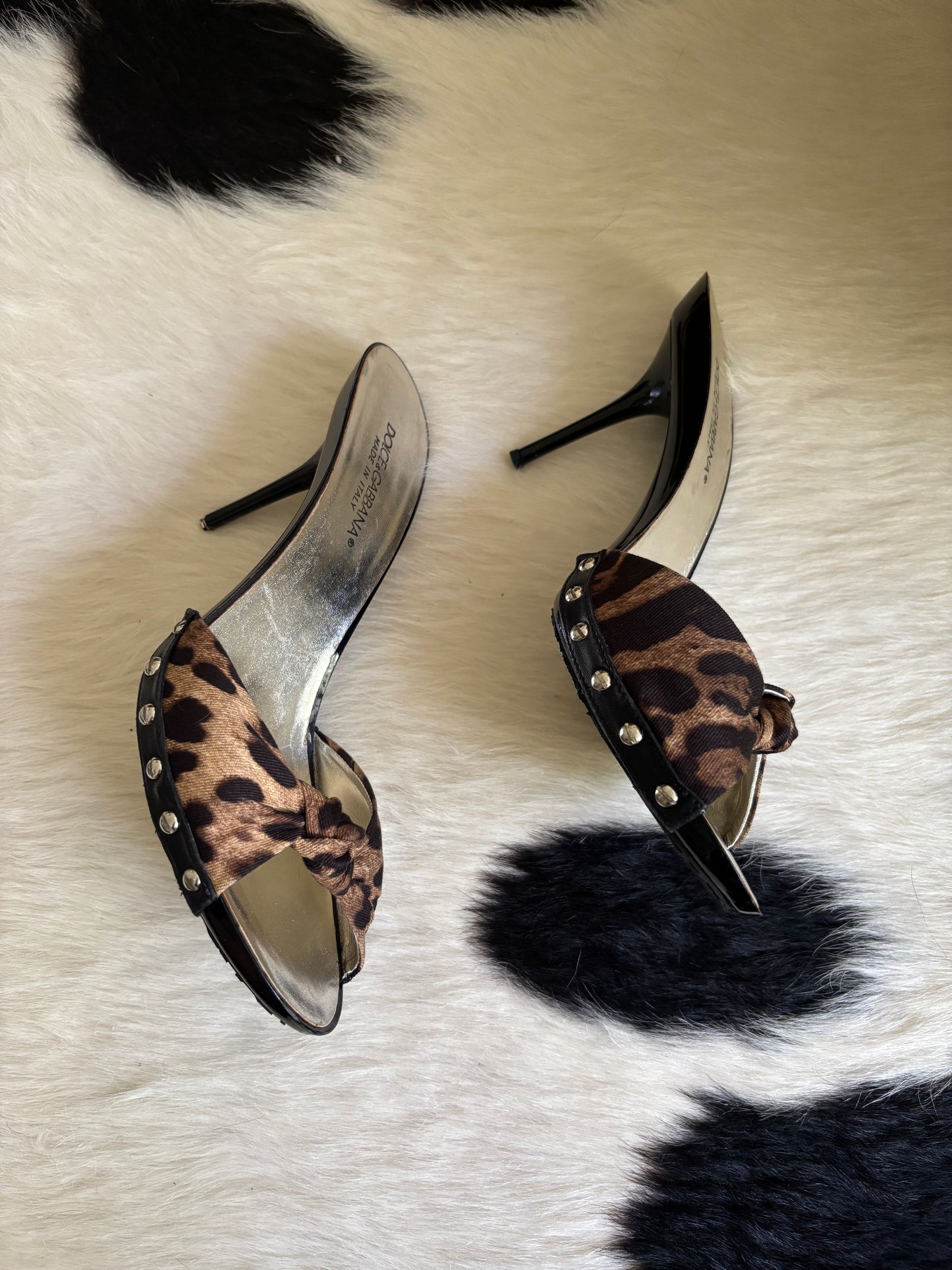 Vintage Dolce & Gabbana Leopard Studded Heels