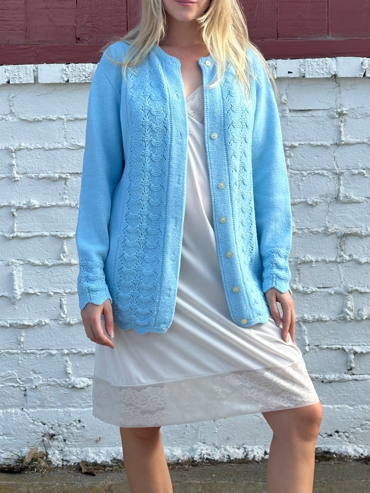 Vintage Baby Blue Cardigan Sweater