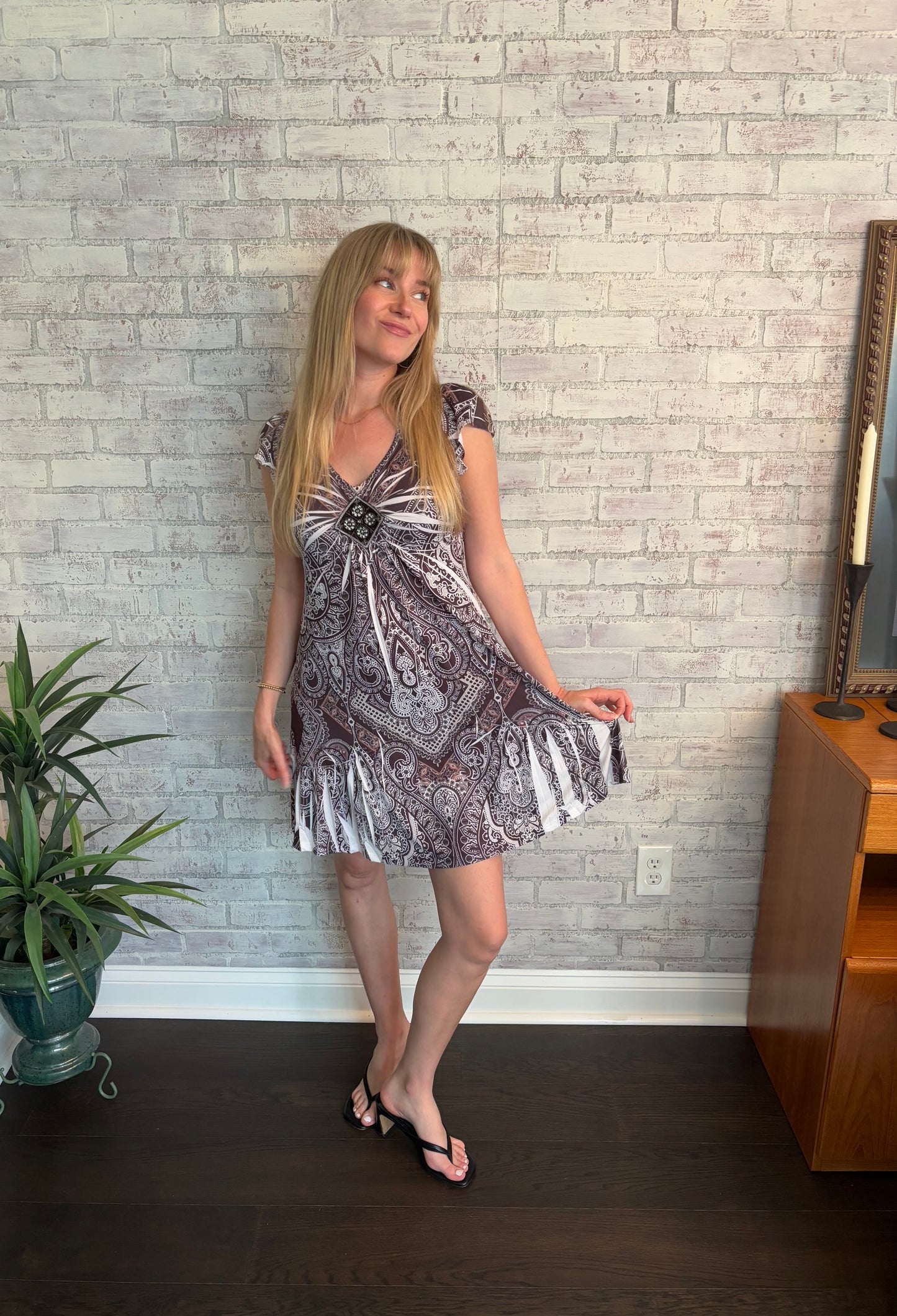 Vintage Y2k Embellished Flowy Dress