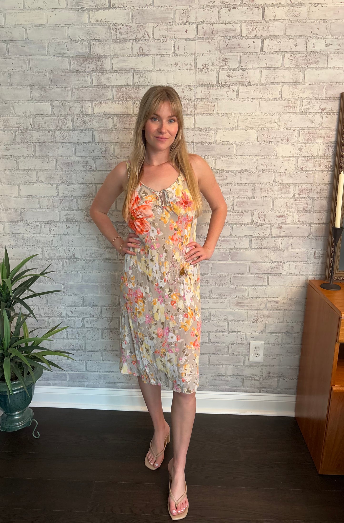 Vintage Beaded Floral Dress